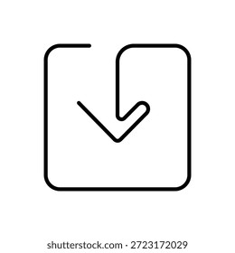 Dibujo de una línea de un símbolo de Descarga o Vector de icono. Ilustración vectorial de icono de Descarga de una línea sobre un fondo blanco. Símbolo de Descarga de contorno continuo para teléfono móvil, computadora portátil y computadora en un estilo minimalista simple.