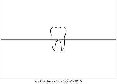 Sinal contínuo de desenho de uma linha de arte de dentes. símbolo de ilustração de vetor de dentes humanos de arte de linha