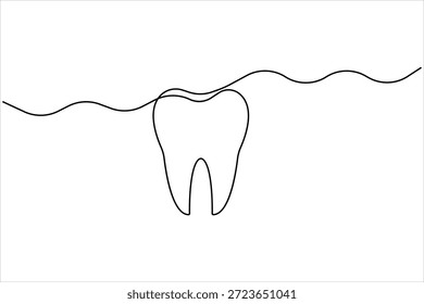 Dibujo continuo de una línea del arte del signo de los dientes. Ilustración vectorial de los dientes humanos del arte de la línea