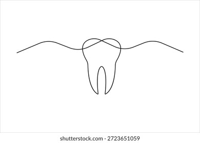 Kontinuierliche einzeilige Zeichnung der Zähne Zeichen. Linie Kunst Mensch Zähne Vektorgrafik Symbol