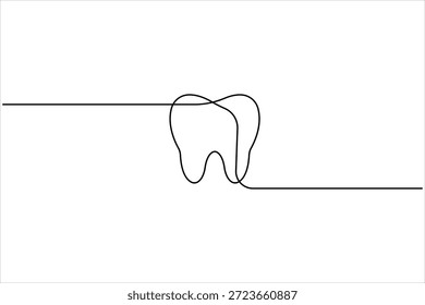 Desenho contínuo de uma linha de arte do conceito de dente. Simples dentais humano linha de dente arte ilustração vetor