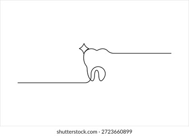 Dibujo continuo de una línea del concepto de diente. Ilustración vectorial de arte de línea dental humana simple