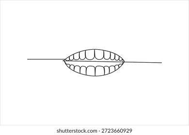 Desenho contínuo de uma linha de arte do conceito de dente. Simples dentais humano linha de dente arte ilustração vetor