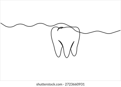 Desenho contínuo de uma linha de arte do conceito de dente. Simples dentais humano linha de dente arte ilustração vetor