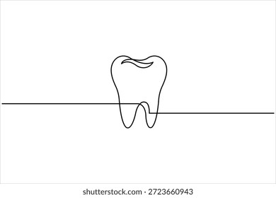 Dibujo continuo de una línea del concepto de diente. Ilustración vectorial de arte de línea dental humana simple