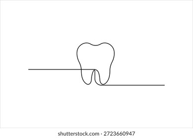 Desenho contínuo de uma linha de arte do conceito de dente. Simples dentais humano linha de dente arte ilustração vetor