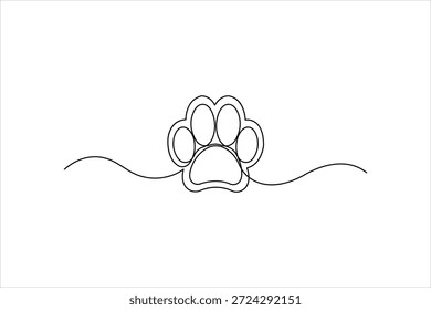 Dibujo continuo del arte de una línea del cojín animal de la pata del perro, Ilustración vectorial del arte de la línea del diseño de la huella