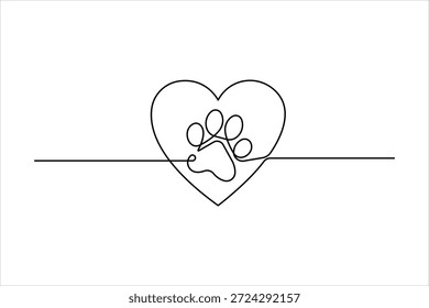 Dibujo continuo del arte de una línea del cojín animal de la pata del perro, Ilustración vectorial del arte de la línea del diseño de la huella