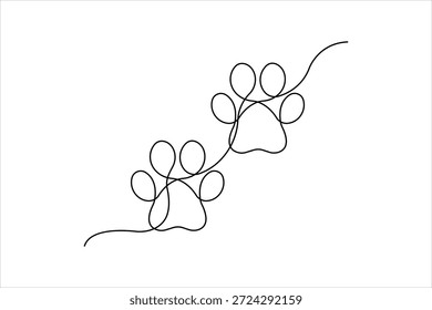 Dibujo continuo del arte de una línea del cojín animal de la pata del perro, Ilustración vectorial del arte de la línea del diseño de la huella