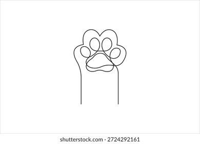 Dibujo continuo del arte de una línea del cojín animal de la pata del perro, Ilustración vectorial del arte de la línea del diseño de la huella