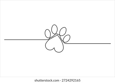 Dibujo continuo del arte de una línea del cojín animal de la pata del perro, Ilustración vectorial del arte de la línea del diseño de la huella
