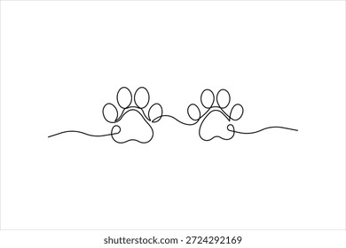 Dibujo continuo del arte de una línea del cojín animal de la pata del perro, Ilustración vectorial del arte de la línea del diseño de la huella