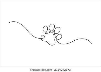 Dibujo continuo del arte de una línea del cojín animal de la pata del perro, Ilustración vectorial del arte de la línea del diseño de la huella
