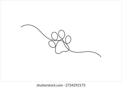 Dibujo continuo del arte de una línea del cojín animal de la pata del perro, Ilustración vectorial del arte de la línea del diseño de la huella