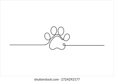 Dibujo continuo del arte de una línea del cojín animal de la pata del perro, Ilustración vectorial del arte de la línea del diseño de la huella