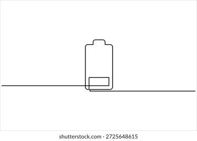 Continuous one line art drawing of battery with bolt sign design vector illustration