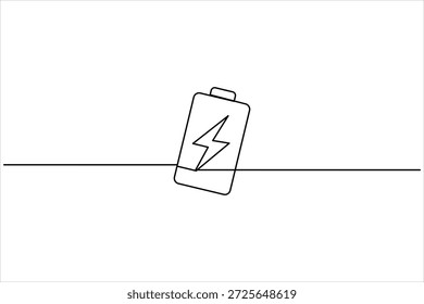 desenho contínuo de uma linha arte da bateria com parafuso design vetor ilustração