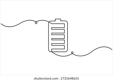 desenho contínuo de uma linha arte da bateria com parafuso design vetor ilustração