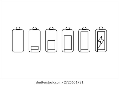 Kontinuierliche einzeilige Zeichnung des Batteriesymbols, Vektorgrafik-Illustration