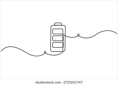 Desenho contínuo de uma linha de arte de design de símbolo de bateria ilustração de arte vetorial