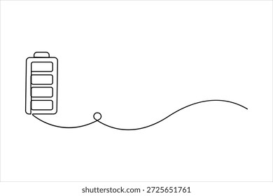 Kontinuierliche einzeilige Zeichnung des Batteriesymbols, Vektorgrafik-Illustration