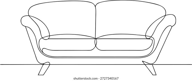 Dibujo continuo de una línea de arte de muebles de sofá Línea de arte eps