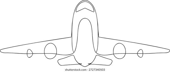 durchgehende einzeilige Zeichnung des Flugzeugs aus der Linie eps