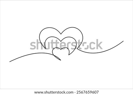Continuous one line art drawing love hand drawn vector illustration heart valentine's day

