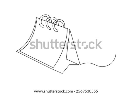 Continuous one line art drawing of table calendar vector icon