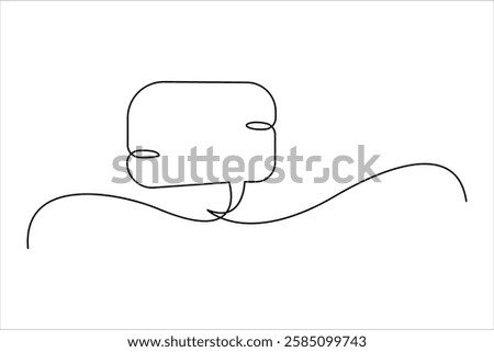 Continuous one line art drawing of speech bubble square shaped chat cloud and thought dialogue icon