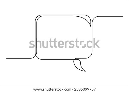 Continuous one line art drawing of speech bubble square shaped chat cloud and thought dialogue icon