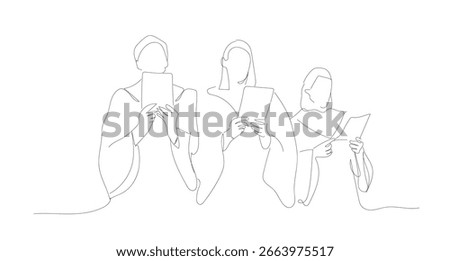 Continuous one line art drawing of a choir group singing together isolated white background. Hand made vector not AI.
