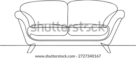 continuous one line art drawing of sofa furnitrure line art eps