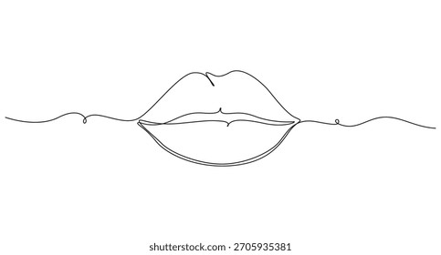 Labios femeninos continuos de una línea de arte. Los labios de belleza continuan un dibujo de línea. Labios de una línea de arte de dibujo de Ilustración vectorial