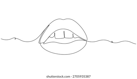 Labios femeninos continuos de una línea de arte. Los labios de belleza continuan un dibujo de línea. Labios de una línea de arte de dibujo de Ilustración vectorial