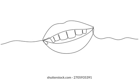 Labios femeninos continuos de una línea de arte. Los labios de belleza continuan un dibujo de línea. Labios de una línea de arte de dibujo de Ilustración vectorial