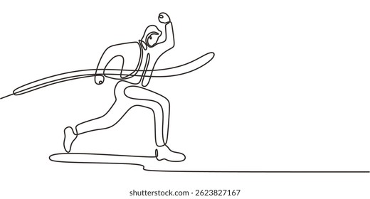 Ruptura de línea de acabado de arte de una línea continua. Icono de Ilustración vectorial minimalista ganador de la competencia de símbolos de carrera de victoria.