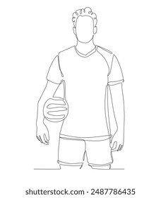  Continuous one line art of a foot ball Player, black and white minimal Vector illustration. for Logo, Wall décor.