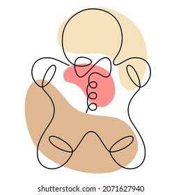Continuous one line art of gingerbread man. Linear style and hand-drawn logo. Merry Christmas and Happy New Year concept.
