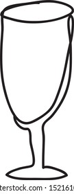 Continuous one line art. A glass of champagne. Drawing illustration for bar cafe menu design concept.