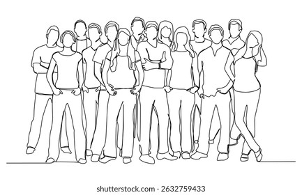 Continuous one line art of Group of People, One line poster. Outline group of people