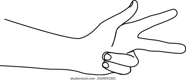 Continuous One line art hand sign symbol gesture