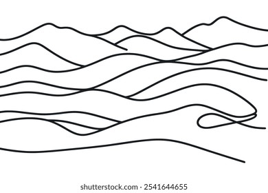 Continuo una línea de arte dibujado a mano pro Vector minimalista ilustración de montaña.