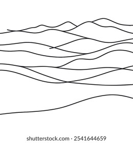 Continuo una línea de arte dibujado a mano pro Vector minimalista ilustración de montaña.