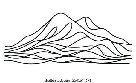 Continuo una línea de arte dibujado a mano pro Vector minimalista ilustración de montaña.