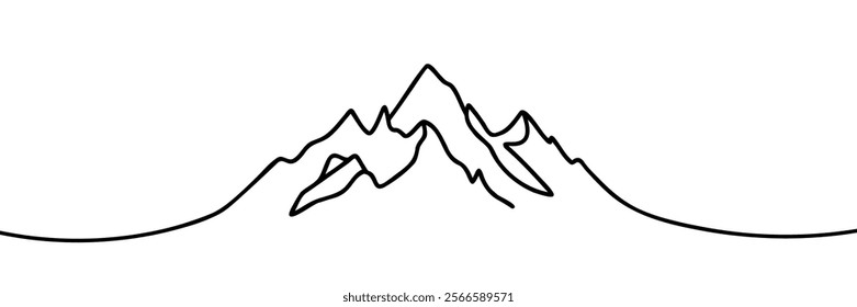 Continuous one line art hand drawn pro vector minimalist mountain illustration