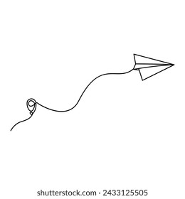 Continuous one line art Heart plane path drawing vector