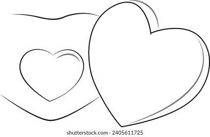 Arte continuo de una línea Corazones de amor concepto en ilustración blanca