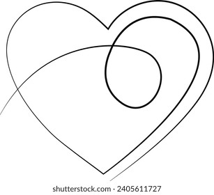 Continuous one line art Hearts of love concept on white illustration