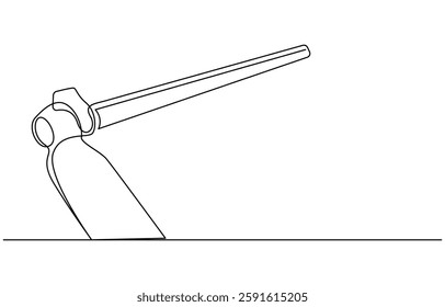 Continuous one line art Hoe tool
